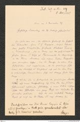 k.k. naturhistorisches Hofmuseum, Intendanzakten 1885-1896 (Hauer), Aktenzahl Z.685/1889, Seite 1